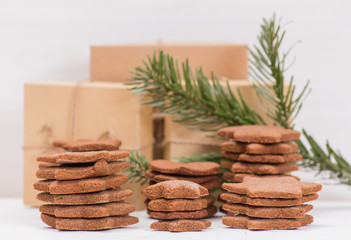 Ginger cookies with craft boxes