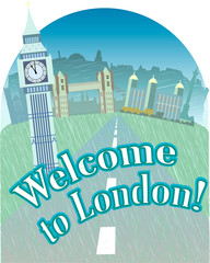 Travelling to great Britain .Welcome to London.Banner,sign,advertising poster. The Sights Of London.Vector image.