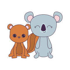 cute chipmunk with koala animals icon