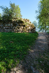 Fototapeta na wymiar stone brick ruins of old building