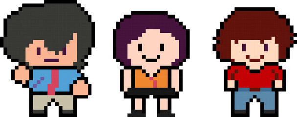 Fototapeta premium Set of pixel characters