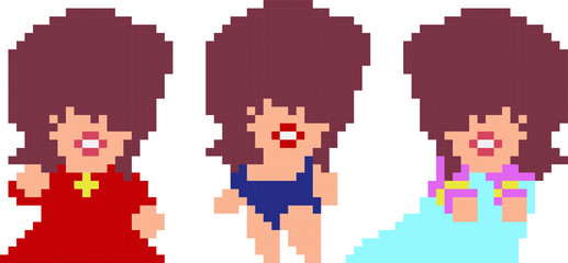 Fototapeta premium Set of pixel characters