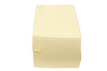 Isolated piece of cheese on white background