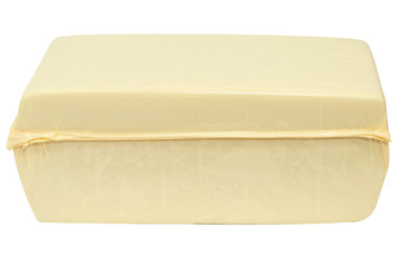 Isolated piece of cheese on white background