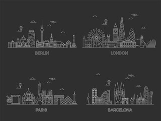 Berlin, London, Paris, Barcelona cities