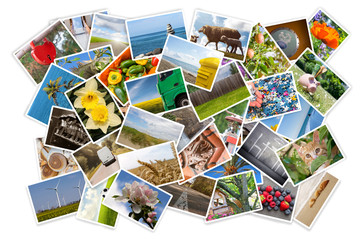 Photocollage auf weißem Hintergrund