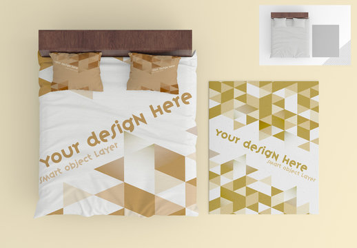 Bed Sheet and Pillow Set Mockup