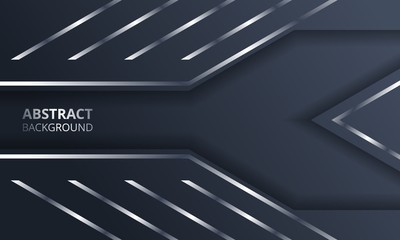 Abstract Dark Metallic Silver Frame Tech Elegant Design Background Template