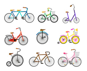 Set of modern retro bicycle for city street ride © greenpicstudio