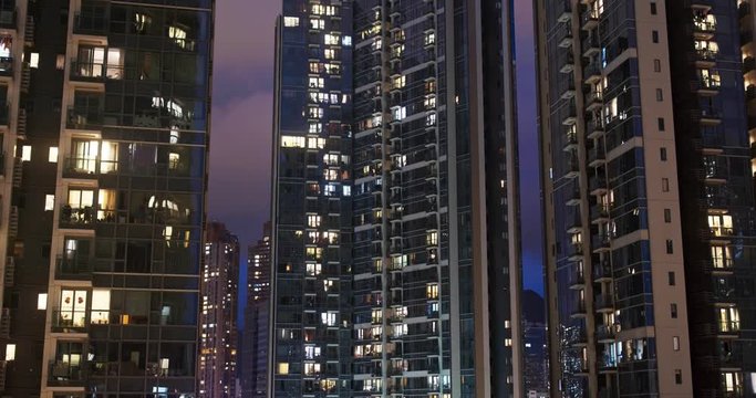 Residential building at sunset time, timelapse