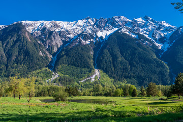 View of snow mountains in British Columbia, Canada.
