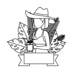 beautiful woman with swimsuit and cocktail