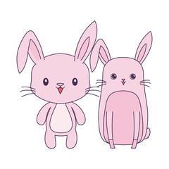 cute rabbits animals isolated icon