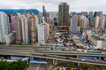 Aerial view of Hong Kong city