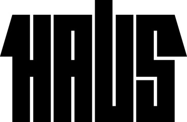 stylized word house in shape of house