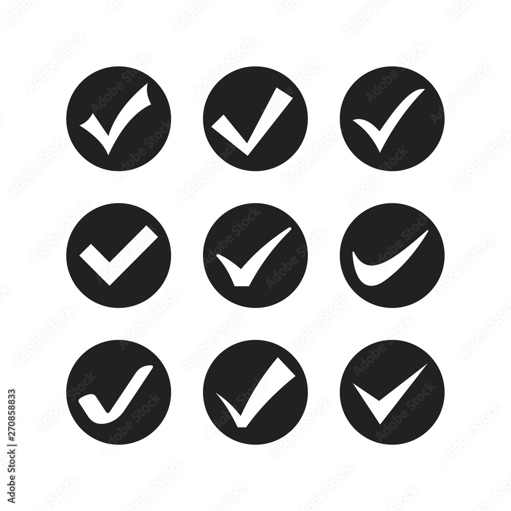 Poster black check mark set icon. flat icon checklist mark symbol vector illustration.