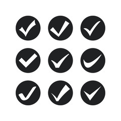 Black check mark set icon. Flat icon checklist mark symbol vector illustration.
