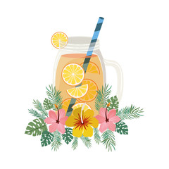 glass with orange and straw drink