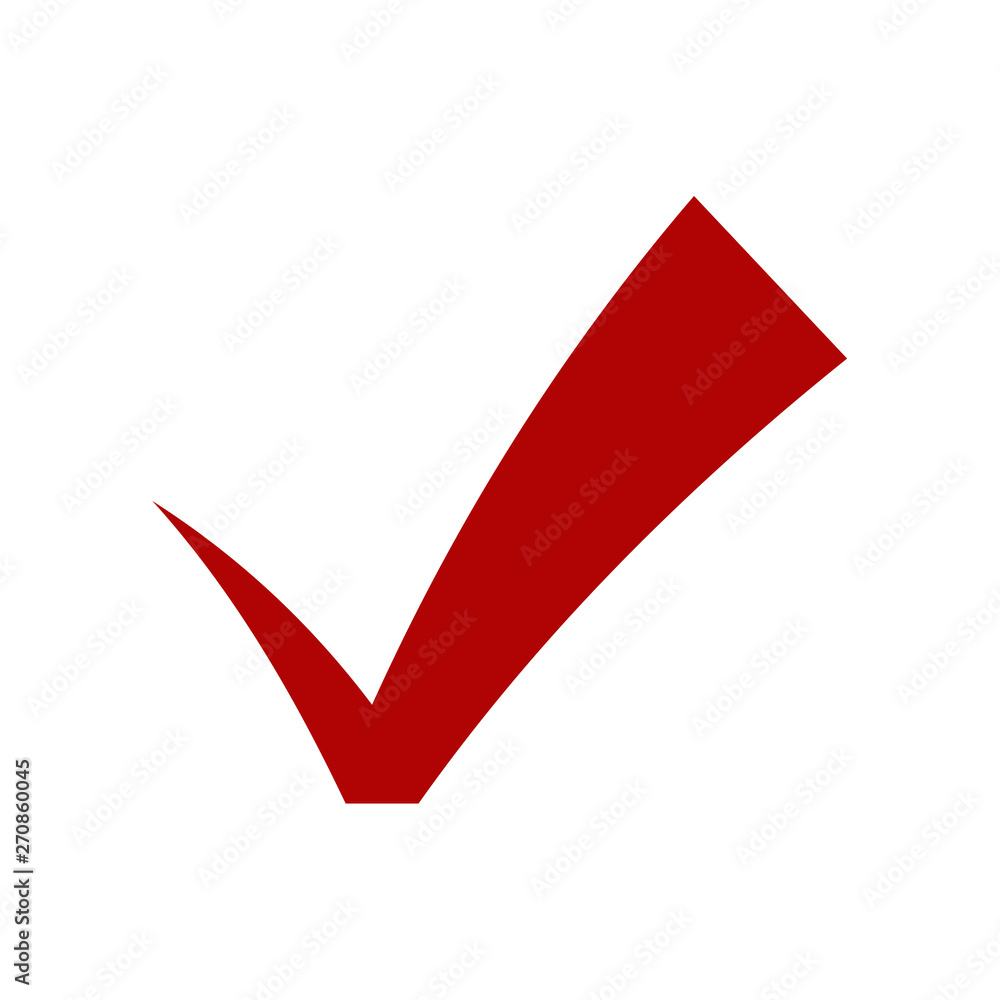 Poster Red check mark icon. Flat icon checklist mark symbol vector illustration.