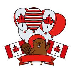 balloons helium with canadian flag and beaver