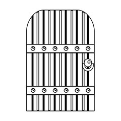 Isolated wood and medieval door  vector illustration