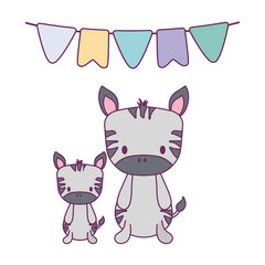 cute zebra with garlands party hanging