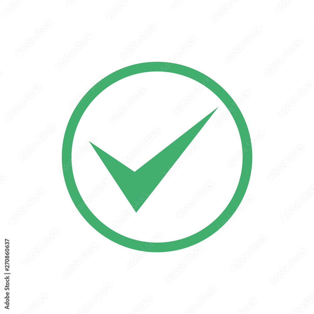 Aufkleber Green check mark icon. Flat icon checklist mark symbol vector illustration.