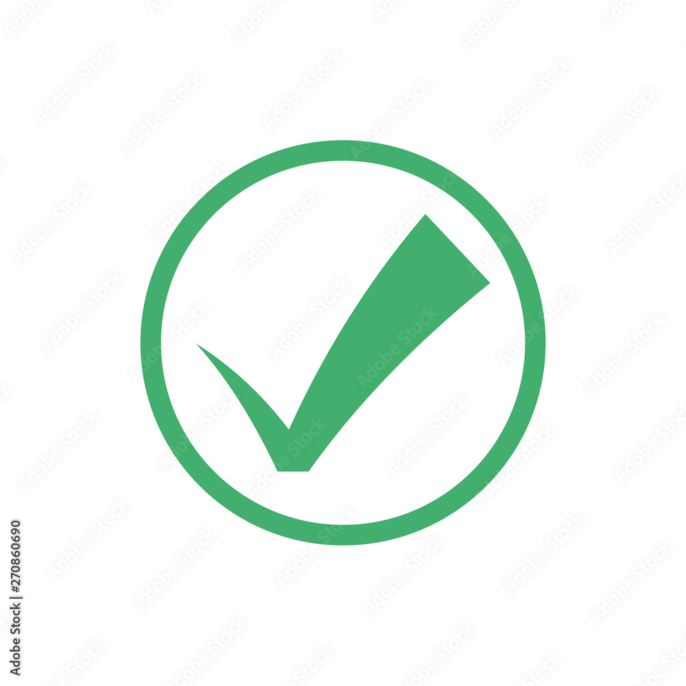 Aufkleber Green check mark icon. Flat icon checklist mark symbol vector illustration.