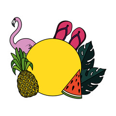 summer circular frame with flemish and flip flops