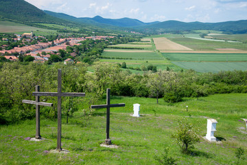Three crosses in Hercegkut calvary hill, Hungary