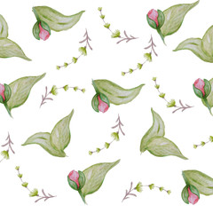 Watercolor Peony Flowers pattern, Pink Peonies texture, Romantic Scrapbook paper