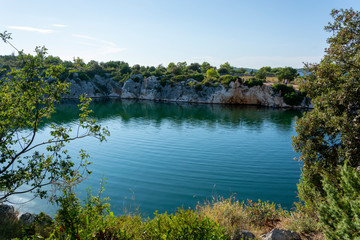 Fototapeta na wymiar Dragon’s Eye lake in Rogoznica, Croatia