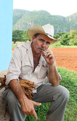 Tobacco farmer smoking