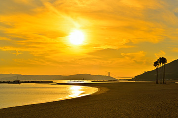 須磨海岸の夕日