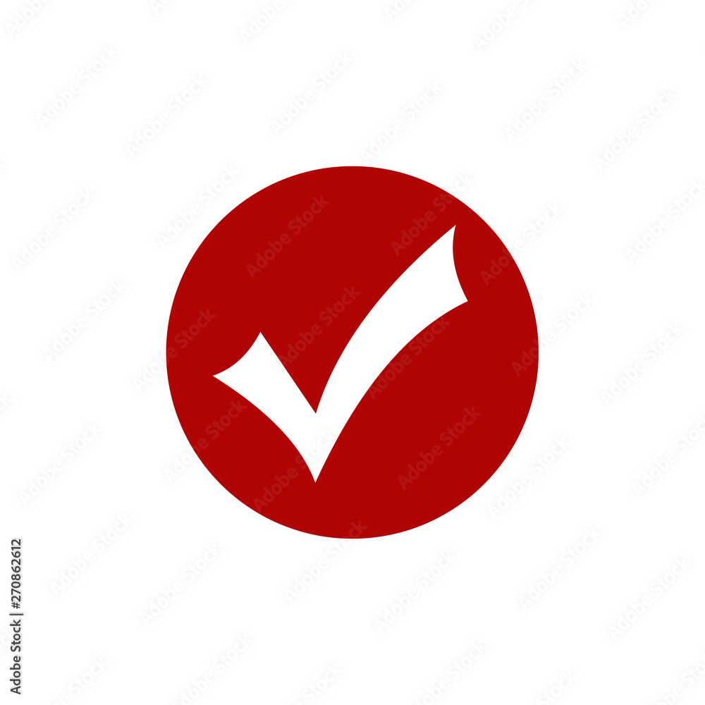 Aufkleber Red check mark icon. Flat icon checklist mark symbol vector illustration.