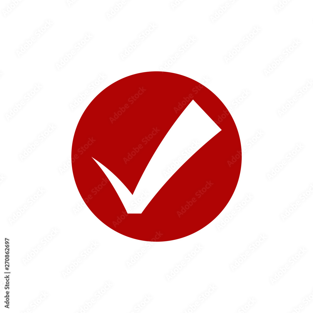 Aufkleber Red check mark icon. Flat icon checklist mark symbol vector illustration.