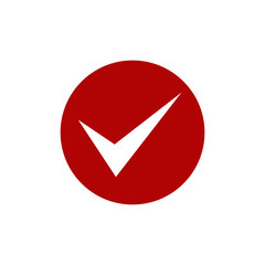 Red check mark icon. Flat icon checklist mark symbol vector illustration.