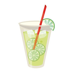 Lemonade juice glass with straw cartoon isolated