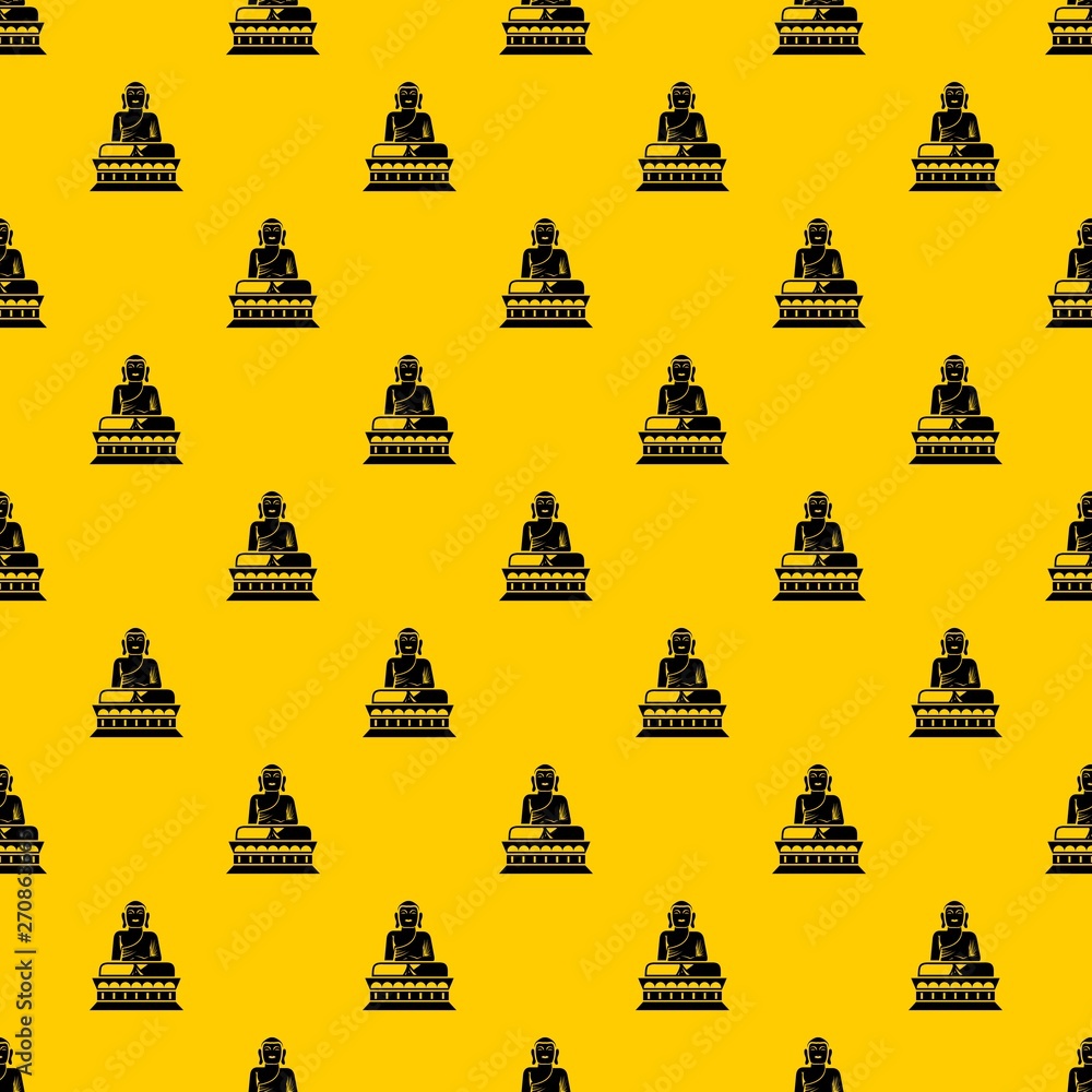 Poster buddha statue pattern seamless vector repeat geometric yellow for any design