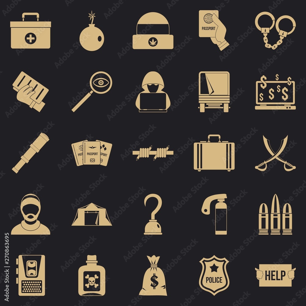 Poster misconduct icons set. simple set of 25 misconduct vector icons for web for any design