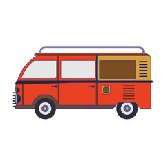 Vintage hippie van vehicle sideview