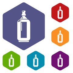 Glass bottle icons vector colorful hexahedron set collection isolated on white