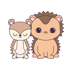 cute porcupines animals isolated icon
