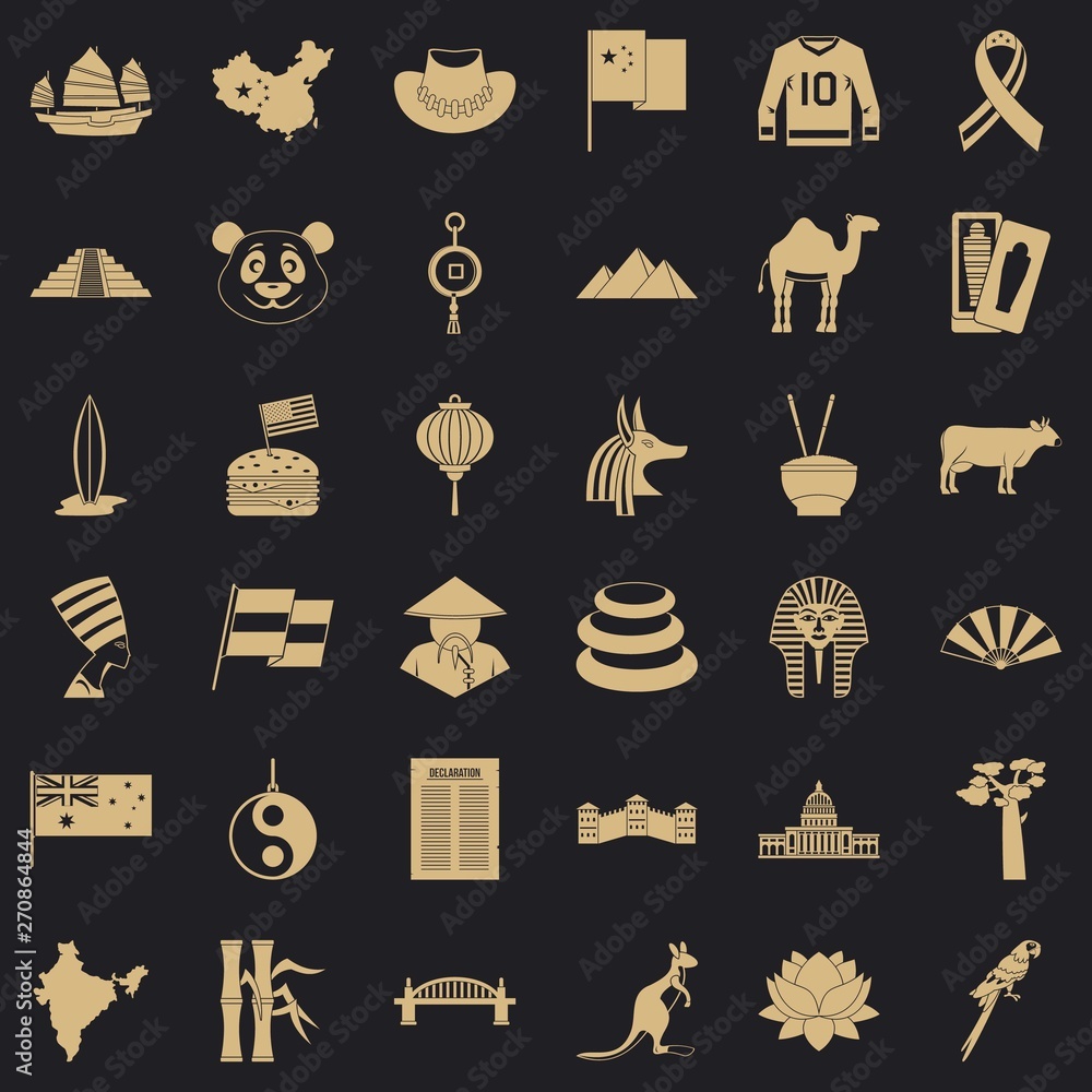 Aufkleber monument icons set. simple style of 36 monument vector icons for web for any design