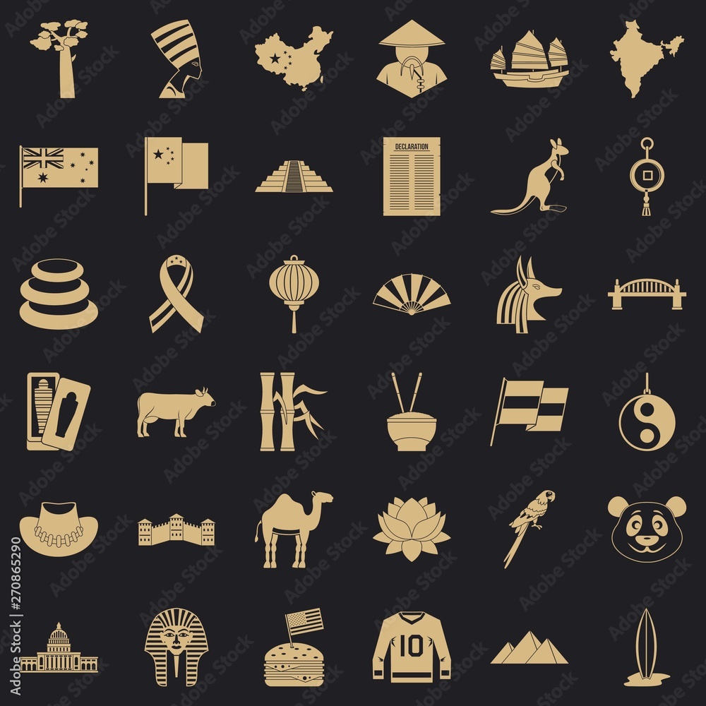 Poster europe icons set. simple style of 36 europe vector icons for web for any design