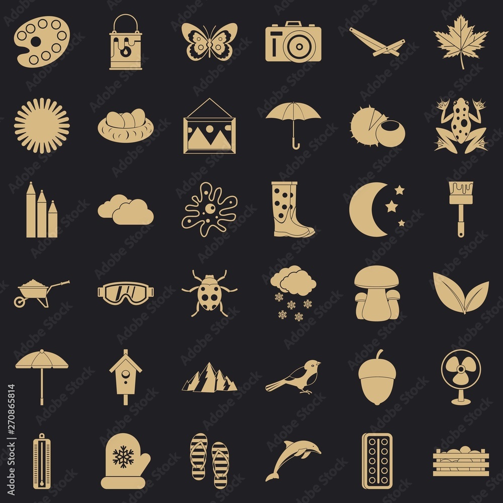 Poster landscape icons set. simple style of 36 landscape vector icons for web for any design