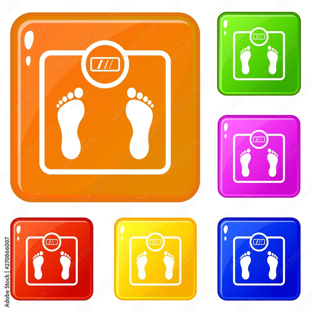 Poster floor scales icons set collection vector 6 color isolated on white background