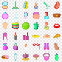 Cosmetic icons set. Cartoon style of 36 cosmetic vector icons for web for any design - obrazy, fototapety, plakaty