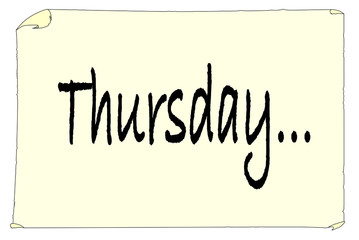 Thursday Paper Message Sticker on a White Background
