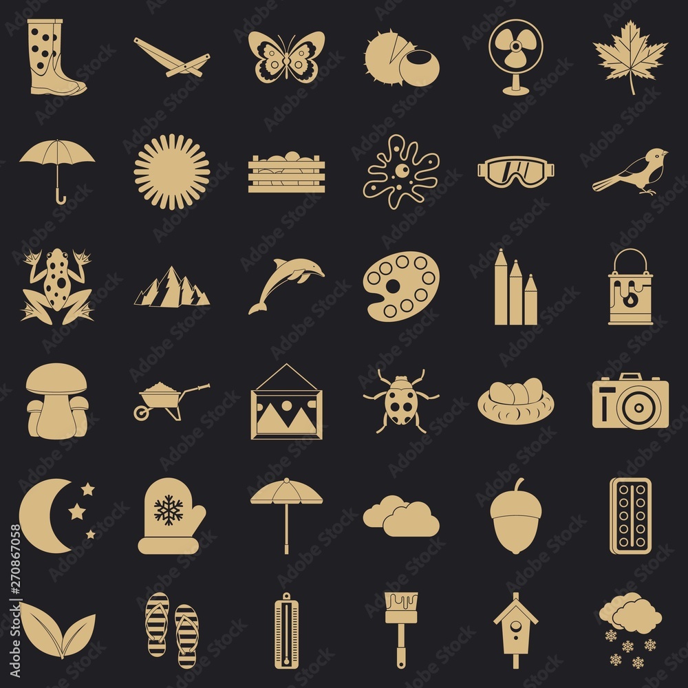 Aufkleber summer icons set. simple style of 36 summer vector icons for web for any design